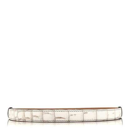 Hermes 18K White Gold Diamond Niloticus Crocodile Himalaya Kelly Belt 2 of 5