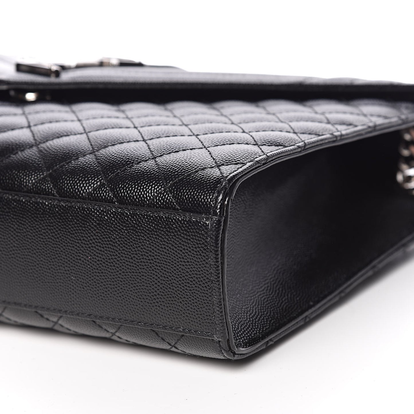 Grain De Poudre Textured Mixed Matelasse Large Triquilt Monogram Satchel Black