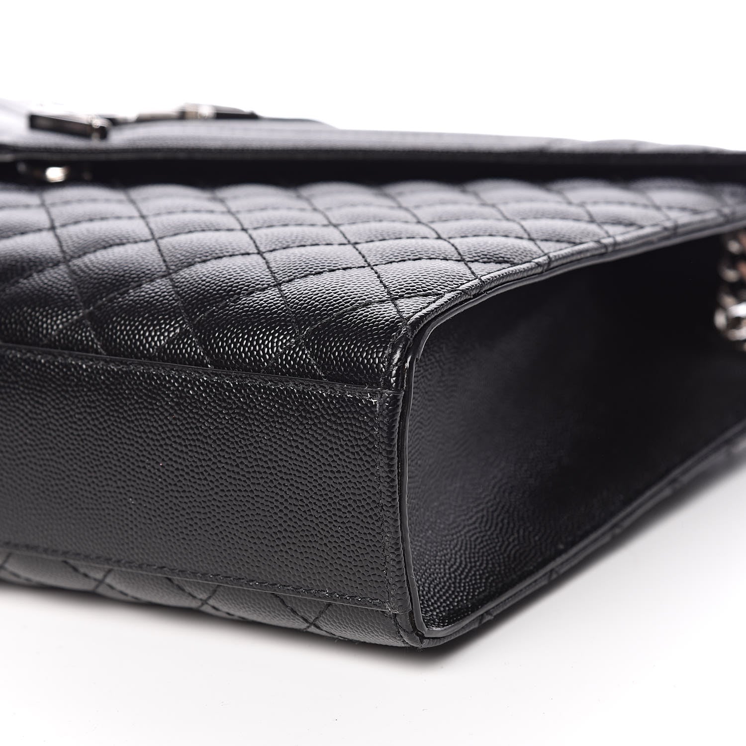 Saint Laurent Grain De Poudre Textured Mixed Matelasse Large Triquilt Monogram Satchel Black 9 of 11