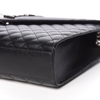 Saint Laurent Grain De Poudre Textured Mixed Matelasse Large Triquilt Monogram Satchel Black 9 of 11