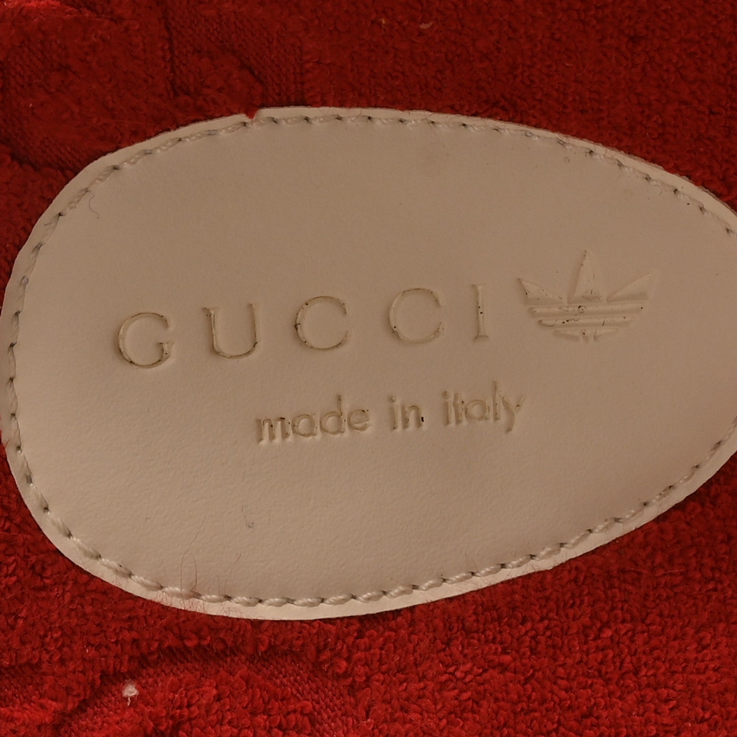 Gucci X ADIDAS Terry Cloth GG Monogram Womens Platform Sandals 38 Maple Red Off White 8 of 9