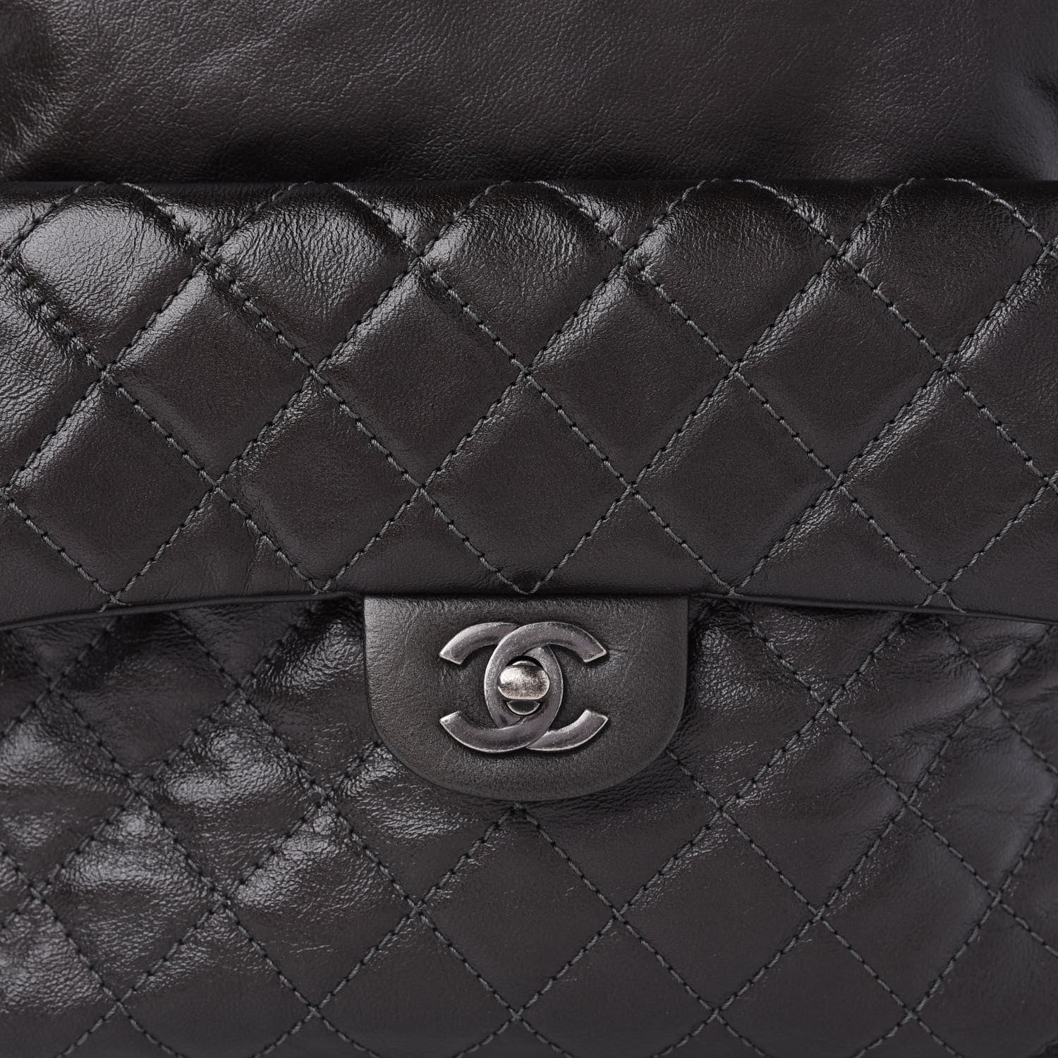 Chanel Metallic Lambskin Quilted Drawstring Backpack Black 13 of 13