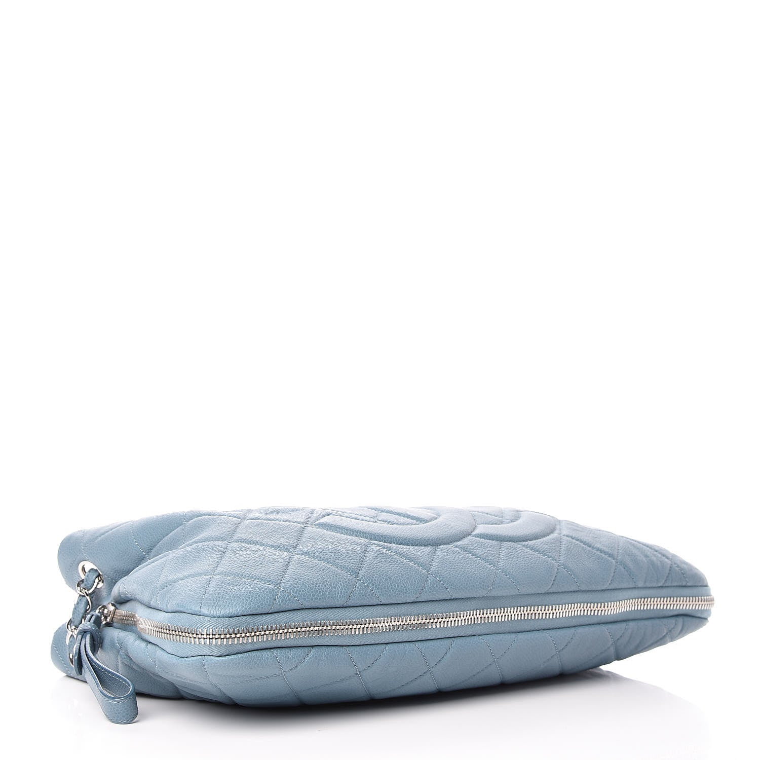 Chanel Caviar Quilted Expandable Zip Shoulder Bag Blue 4 of 10
