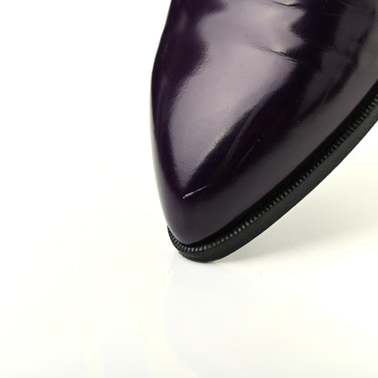 Chanel Glazed Calfskin CC Loafers 38.5 Dark Purple 11 of 12