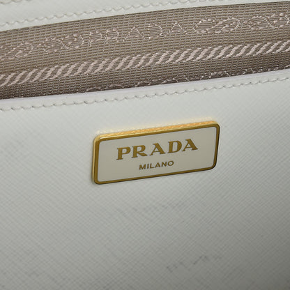 Prada Saffiano Vernice Medium Double Zip Tote Talco 7 of 12