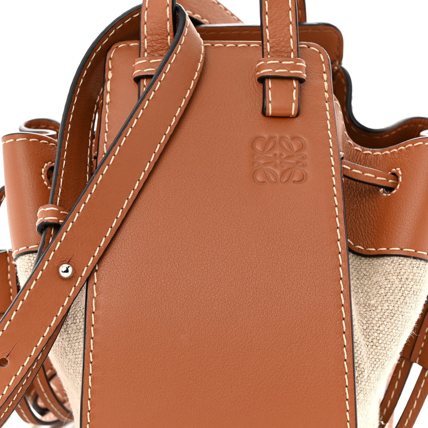 Loewe Calfskin Canvas Mini Hammock Shoulder Bag Natural Tan 8 of 10