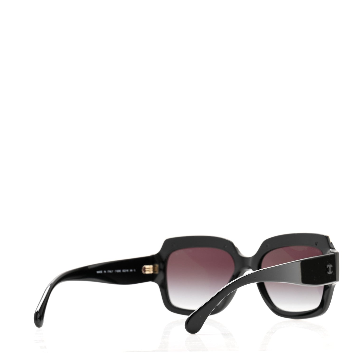 Chanel Acetate Rectangle Logo Sunglasses 71506A Black Gold 4 of 8
