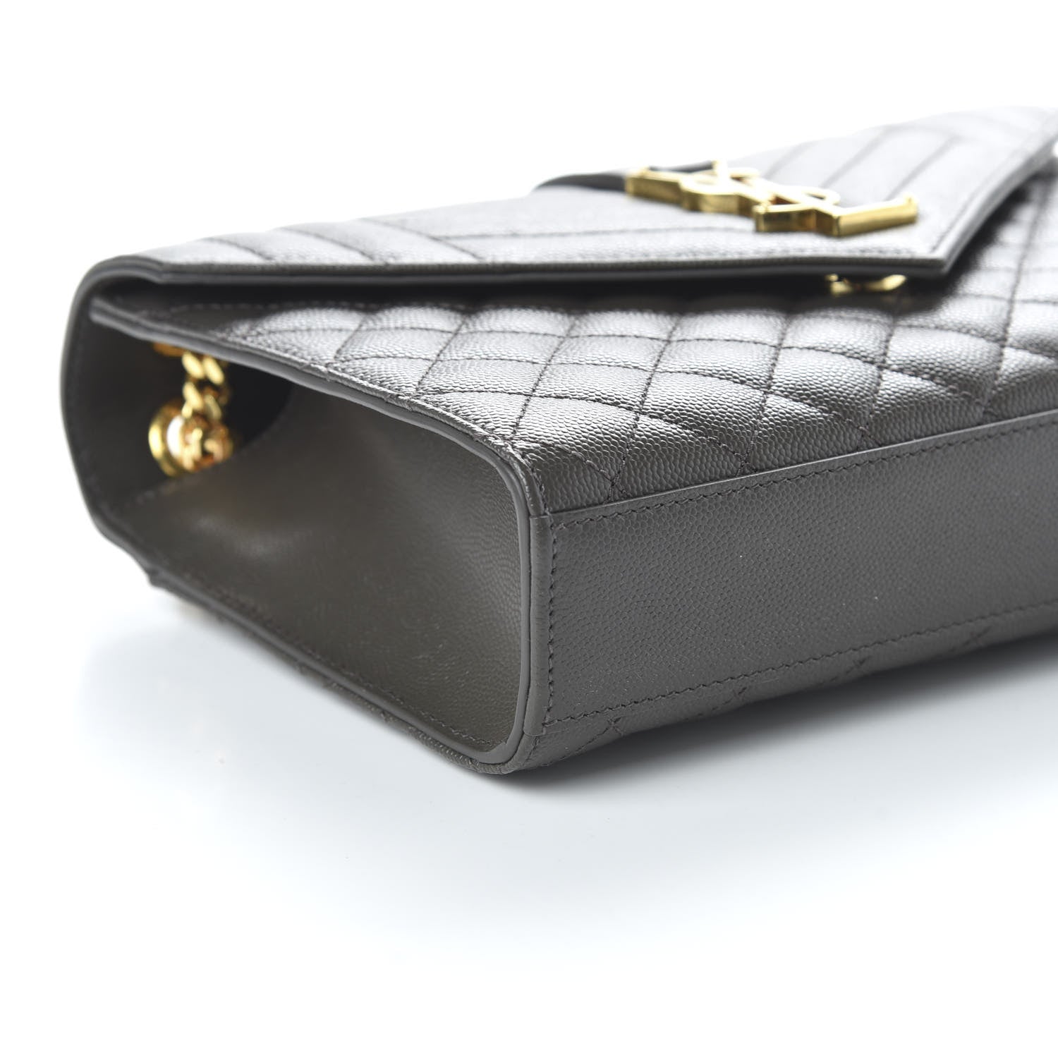 Saint Laurent Grain De Poudre Textured Mixed Matelasse Medium Triquilt Monogram Satchel Earth 6 of 9