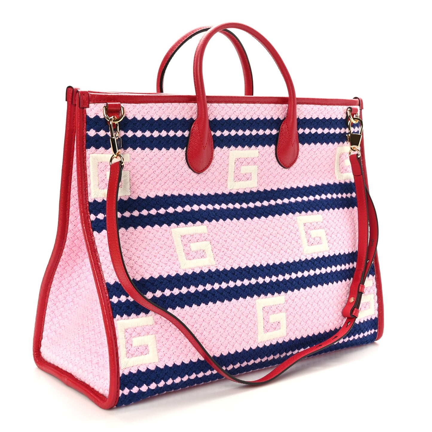 Fabric Embroidered Sydney Striped Tote Bag Violet Fuchsia