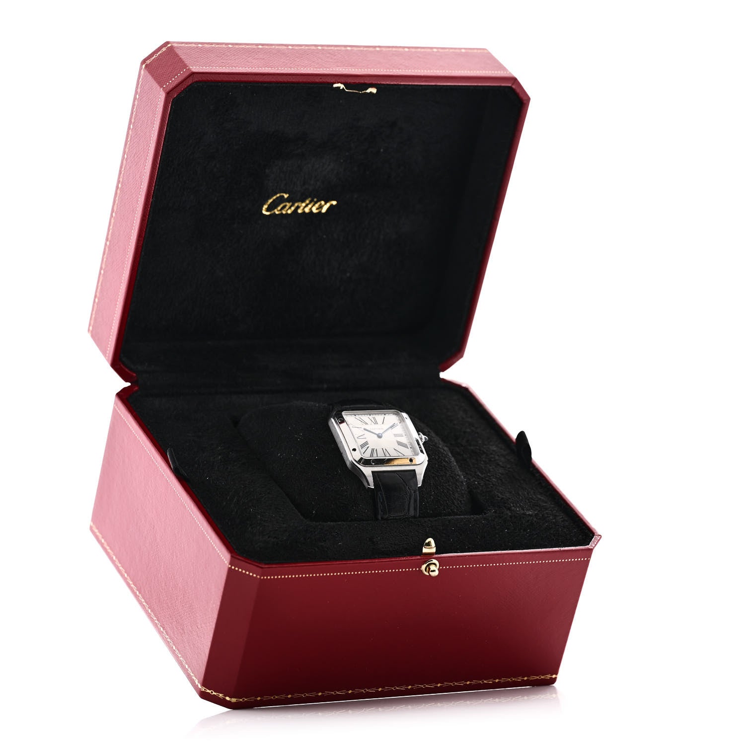 Cartier Stainless Steel Alligator 31.4mm Santos Dumont Quartz Watch 5 of 5
