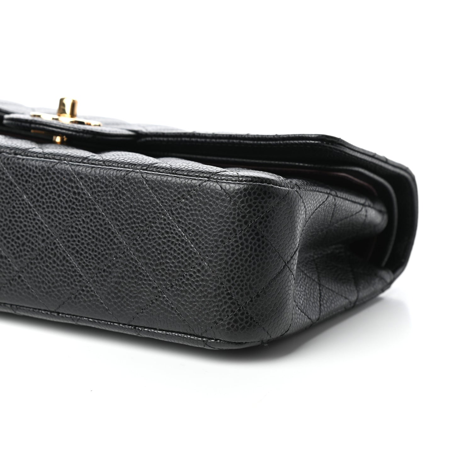 Caviar Quilted Medium Double Flap Black