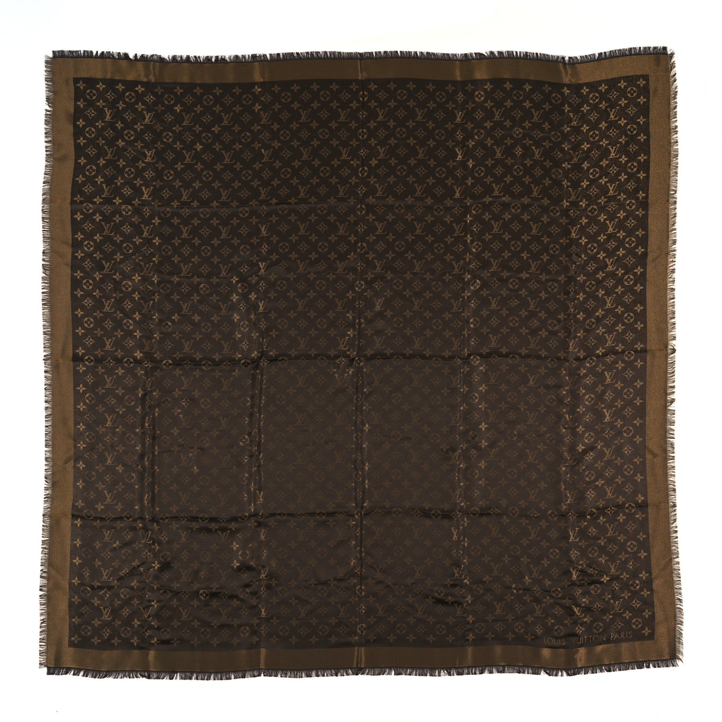 LOUIS VUITTON Silk Lurex Wool Monogram Shine Shawl Marron