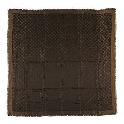 Louis Vuitton LOUIS VUITTON Silk Lurex Wool Monogram Shine Shawl Marron 1 of 3