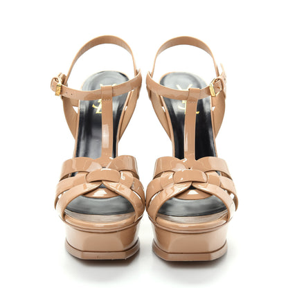 Saint Laurent Patent Tribute 105 Platform Sandals 40.5 Nude Powder 2 of 14