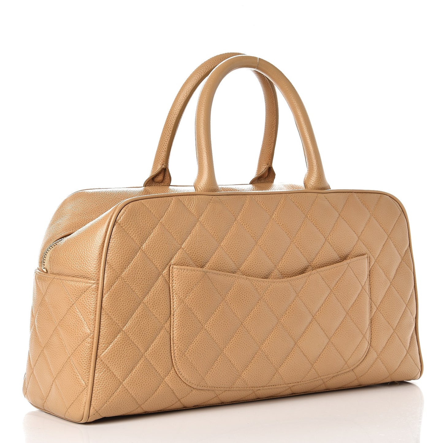 Caviar Quilted Large Bowler Beige