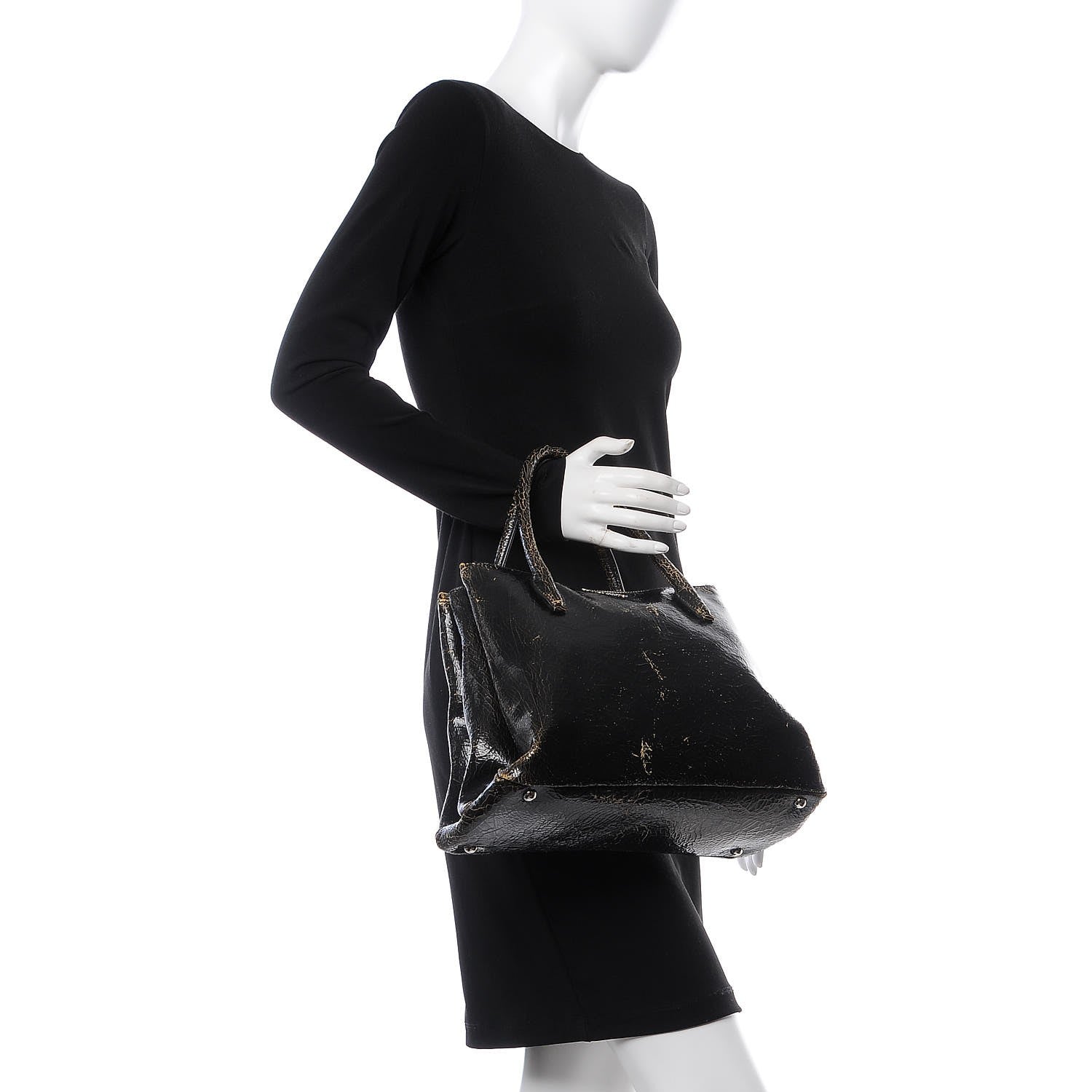 Miu Miu Calfskin Craquele Shopping Bag Ebano 2 of 10