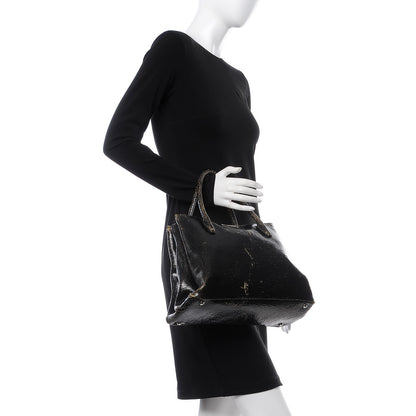 Miu Miu Calfskin Craquele Shopping Bag Ebano 2 of 10