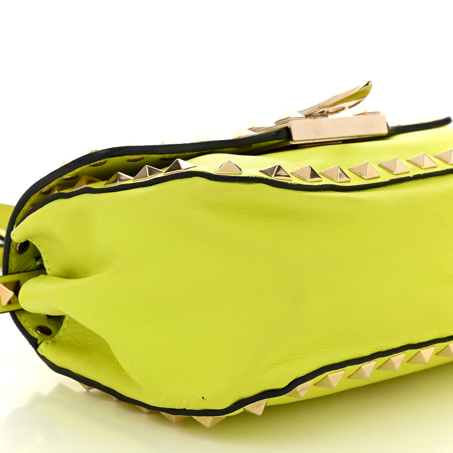 Valentino Garavani Vitello Mini Rockstud Flip Lock Crossbody Bag Yellow Fluo 8 of 9