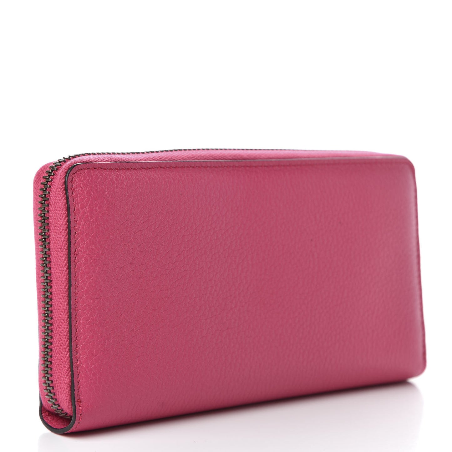 Grained Calfskin Logo Zip Around Wallet Box Pink Green