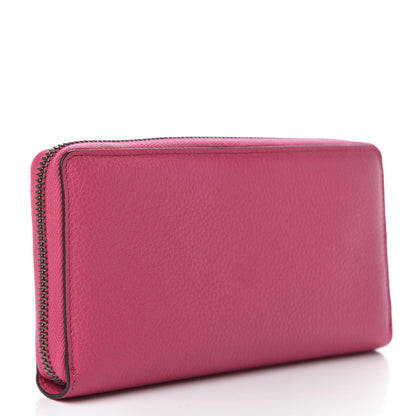 Gucci Grained Calfskin Logo Zip Around Wallet Box Pink Green 3 of 8