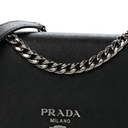 Prada Saffiano Tessuto Nylon Chain Shoulder Bag Black 9 of 15