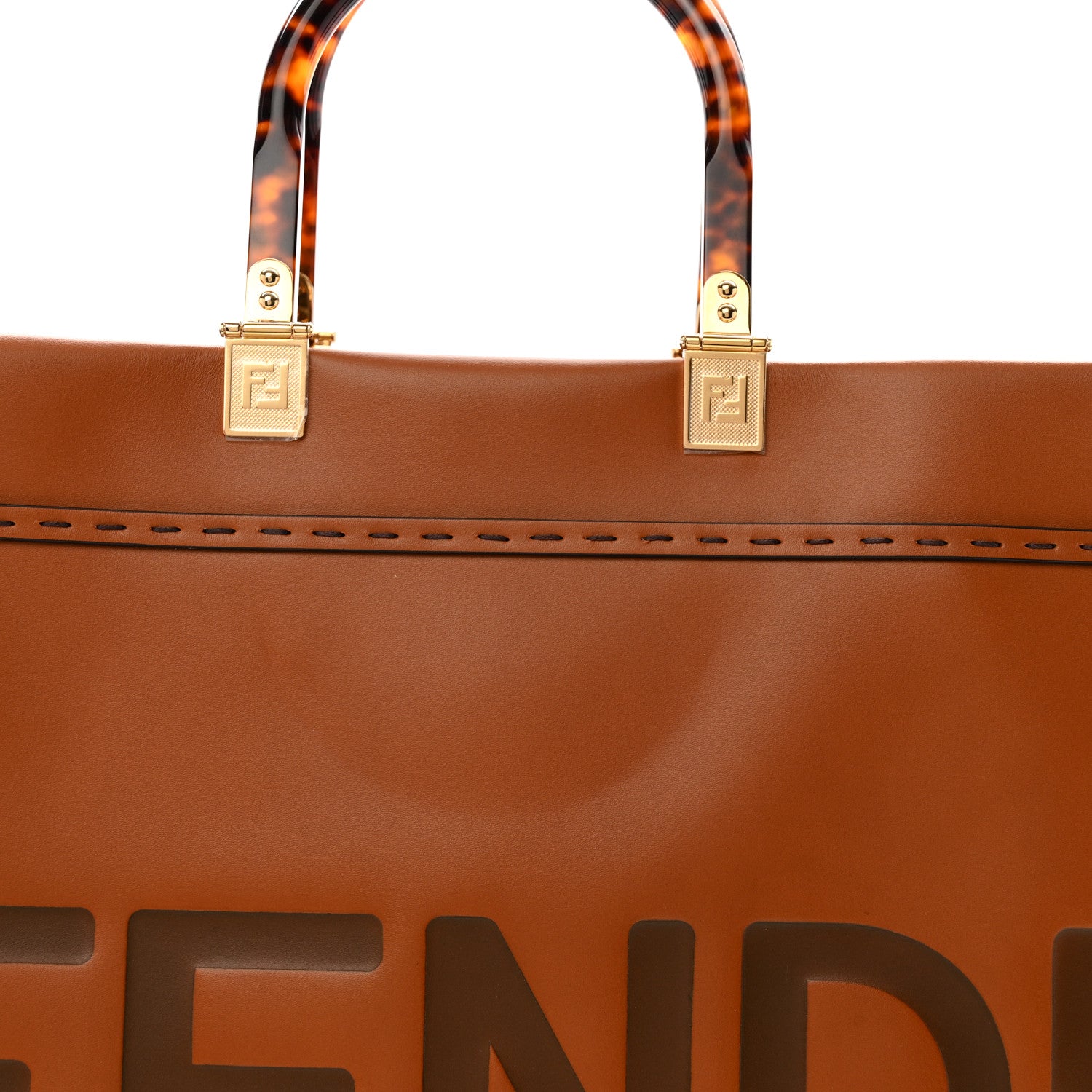Fendi Vitello King Plexiglass Medium Fendi Sunshine Shopper Tote Cuoio 6 of 11