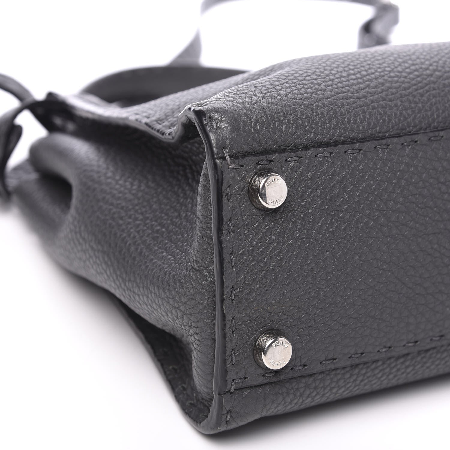 Fendi Cuoio Romano Selleria Bi-Color Medium Peekaboo Iconic Satchel Asfalto Latte 8 of 10