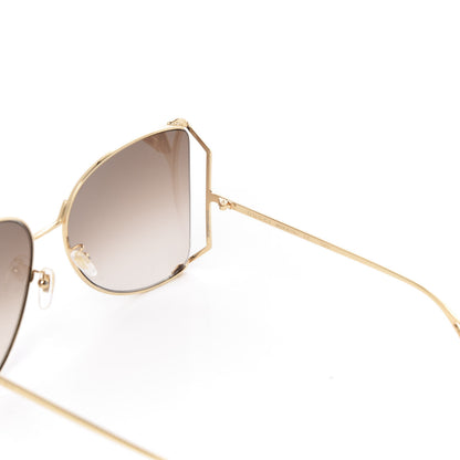Gucci Oversized Round Sunglasses GG0252S Gold Brown 6 of 8