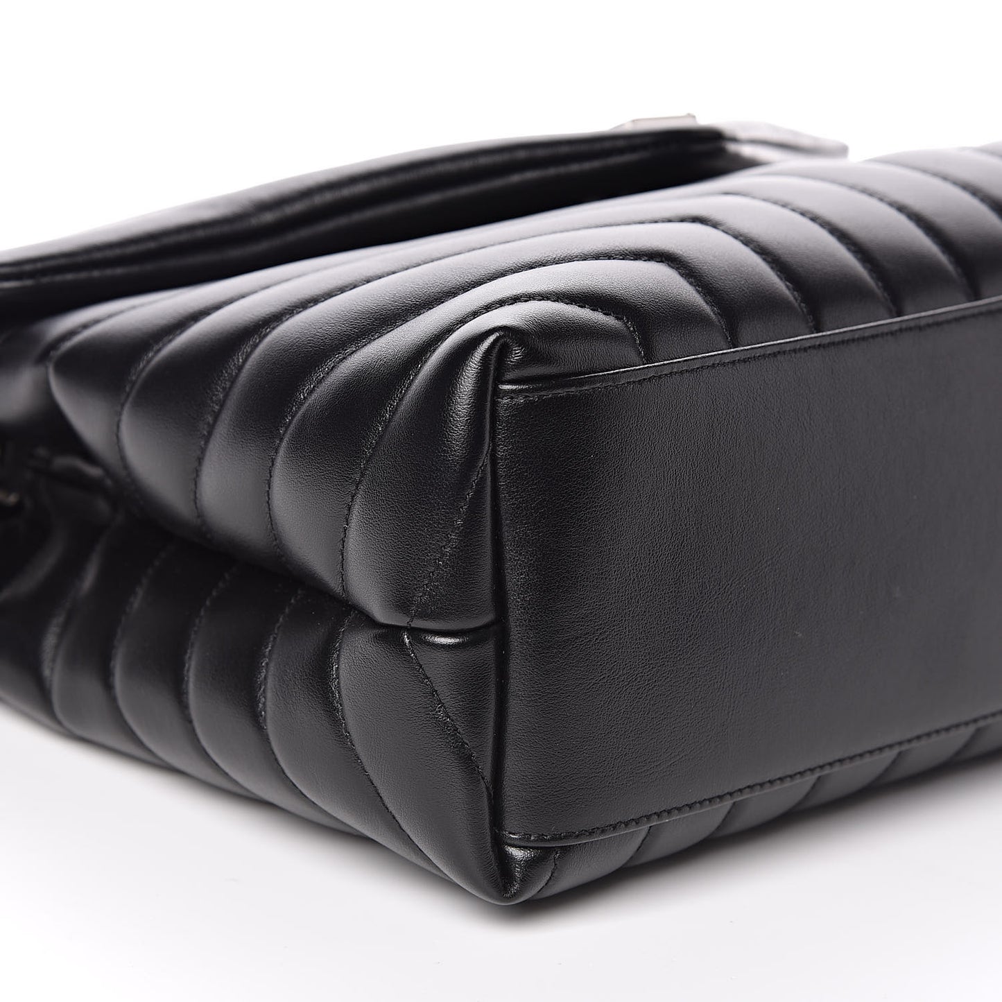 Calfskin Y Quilted Monogram Medium Loulou Chain Satchel Black