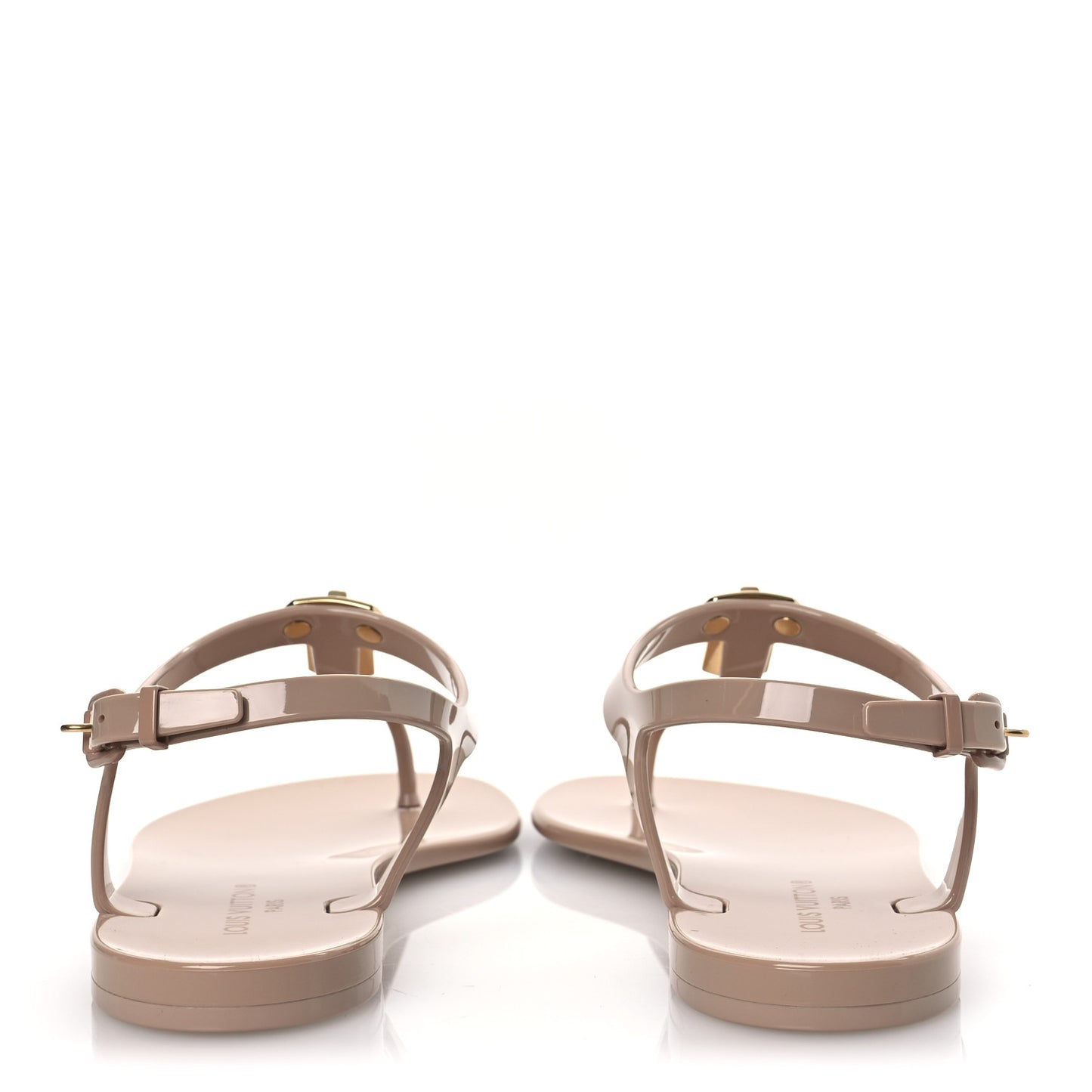 Rubber Bikini Thong Flat Sandals 41 Beige