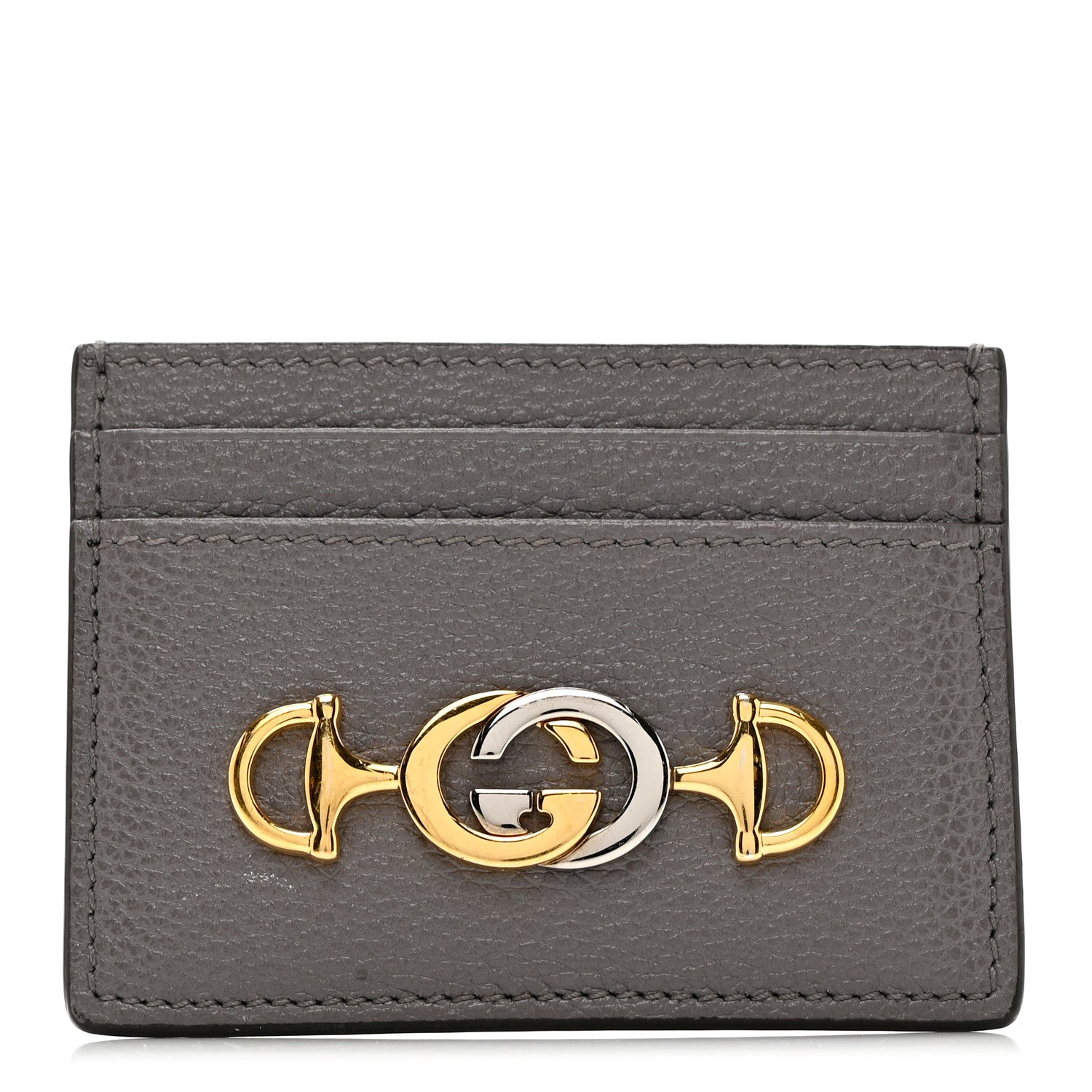 Gucci Grainy Calfskin Zumi Card Holder Dusty Grey 1 of 6