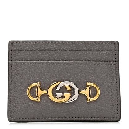 Gucci Grainy Calfskin Zumi Card Holder Dusty Grey 1 of 6