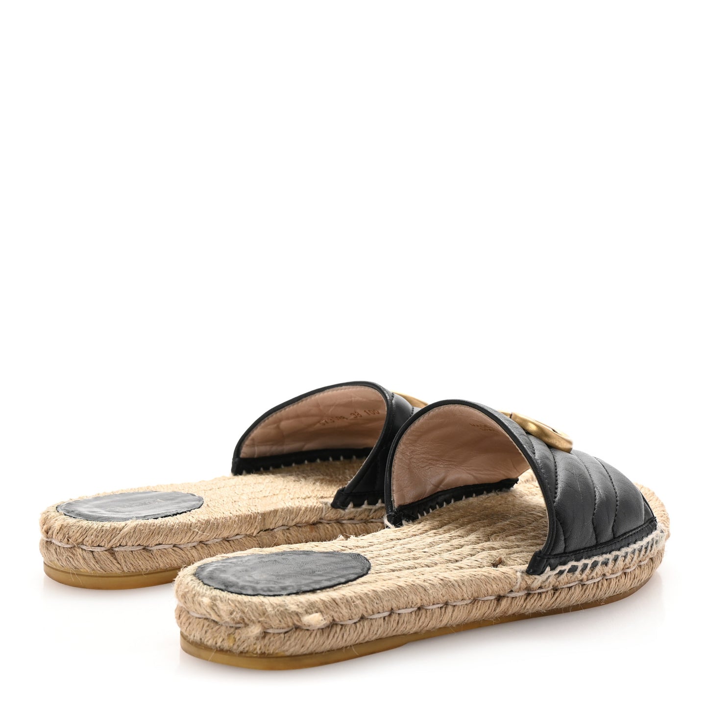 Nappa Matelasse GG Marmont Espadrille Slide Sandals 38 Black