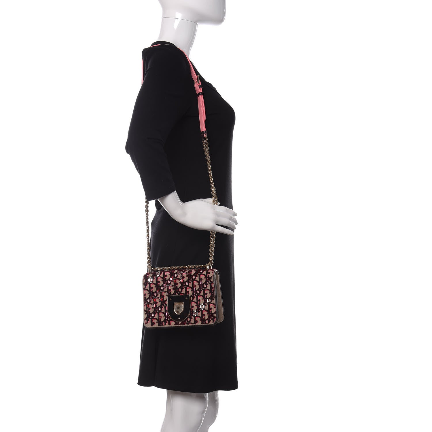 Christian Dior Velvet Crystal Small Diorama Club Flap Bag Plum 2 of 14