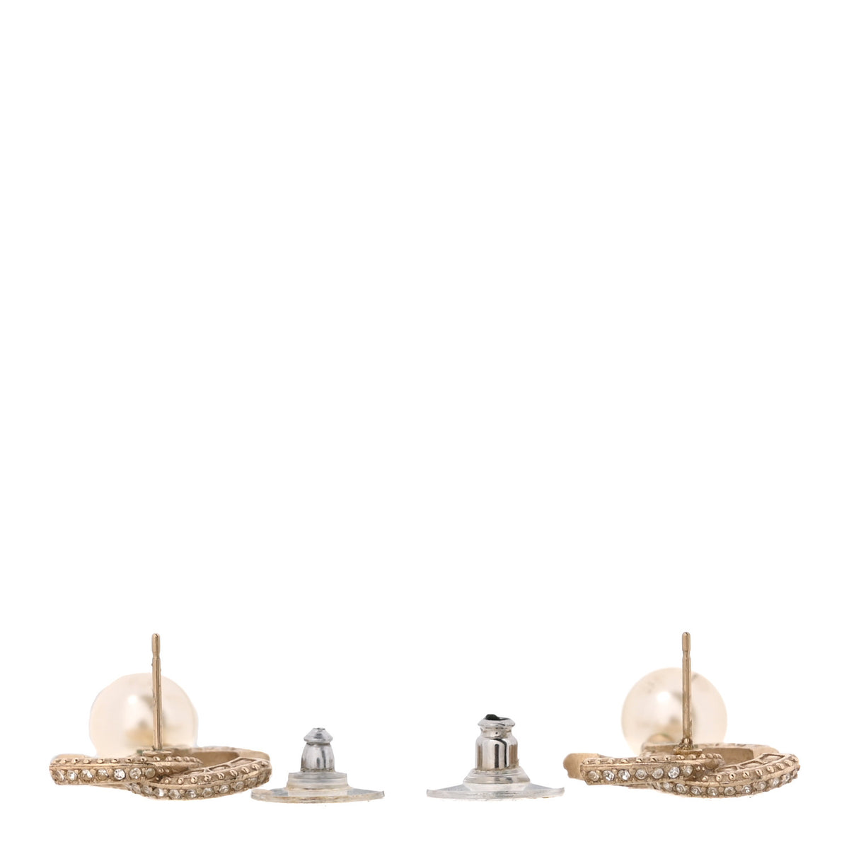 Crystal Pearl CC Drop Earrings Gold