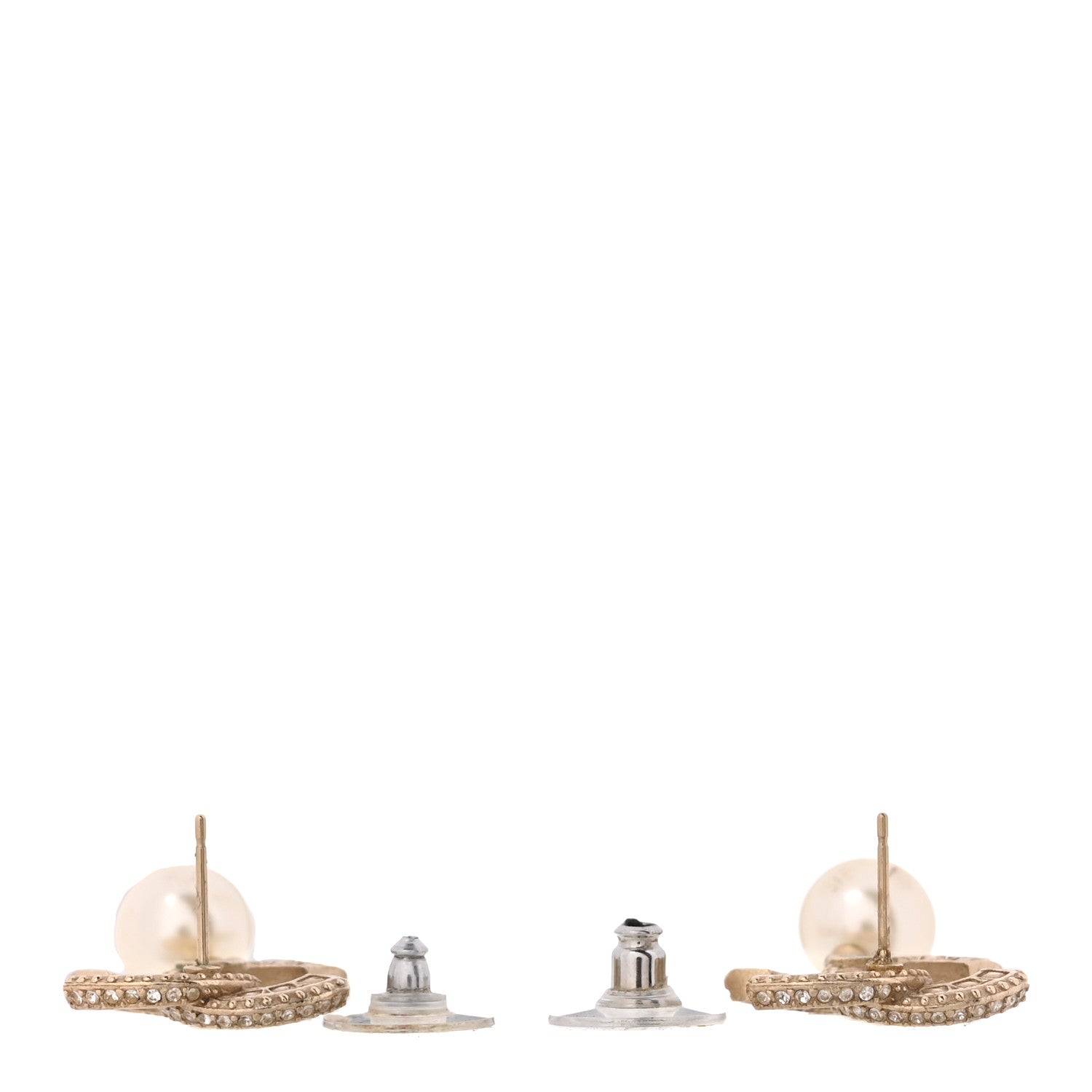 Chanel Crystal Pearl CC Drop Earrings Gold 3 of 5