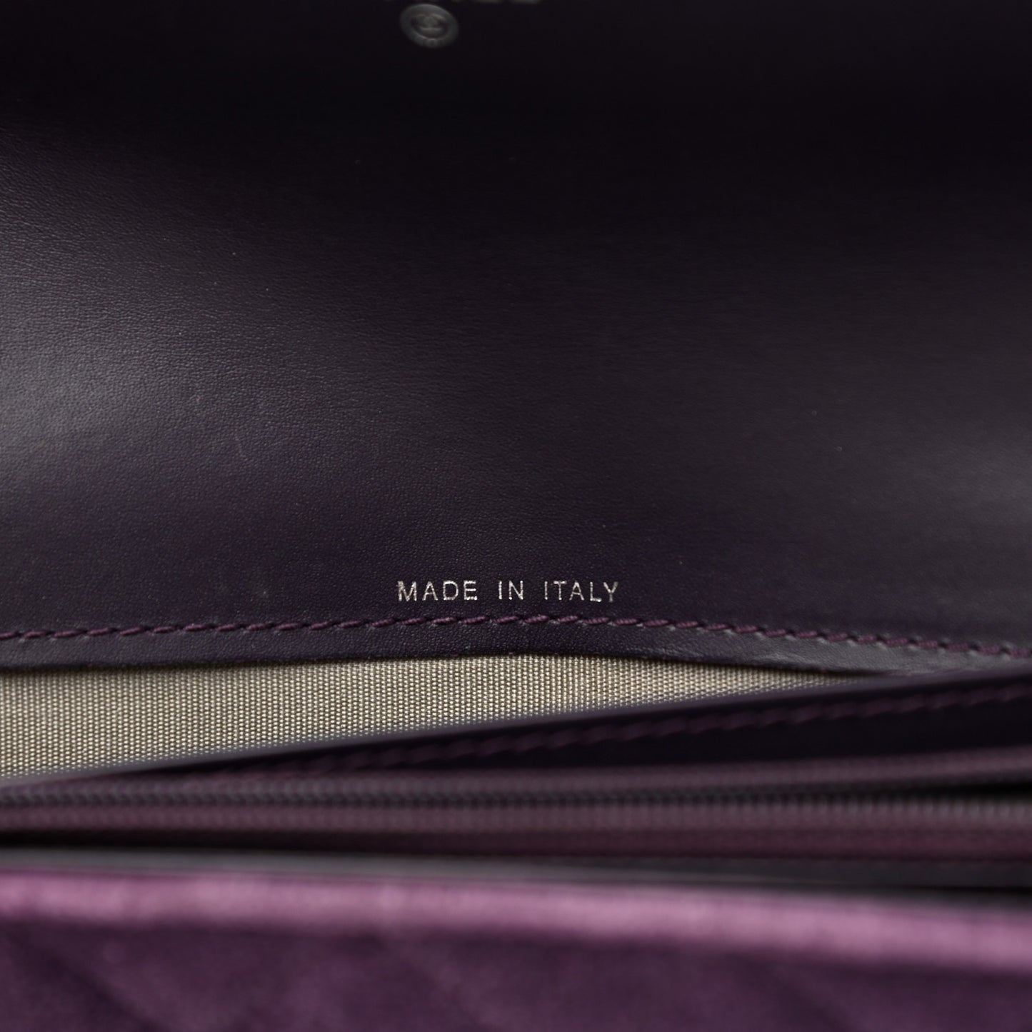 Velvet Quilted Large Boy Gusset Flap Wallet Purple