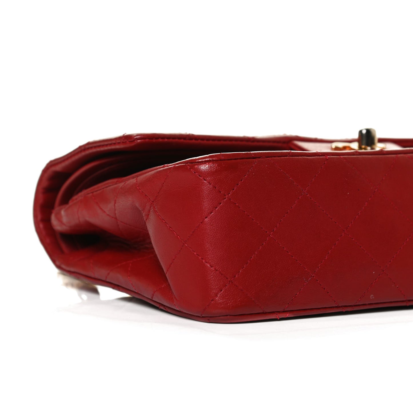 Lambskin Quilted Small Double Flap Red