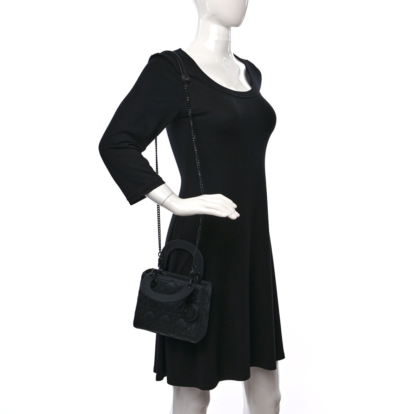 Ultra Matte Calfskin Cannage Mini Lady Dior Black