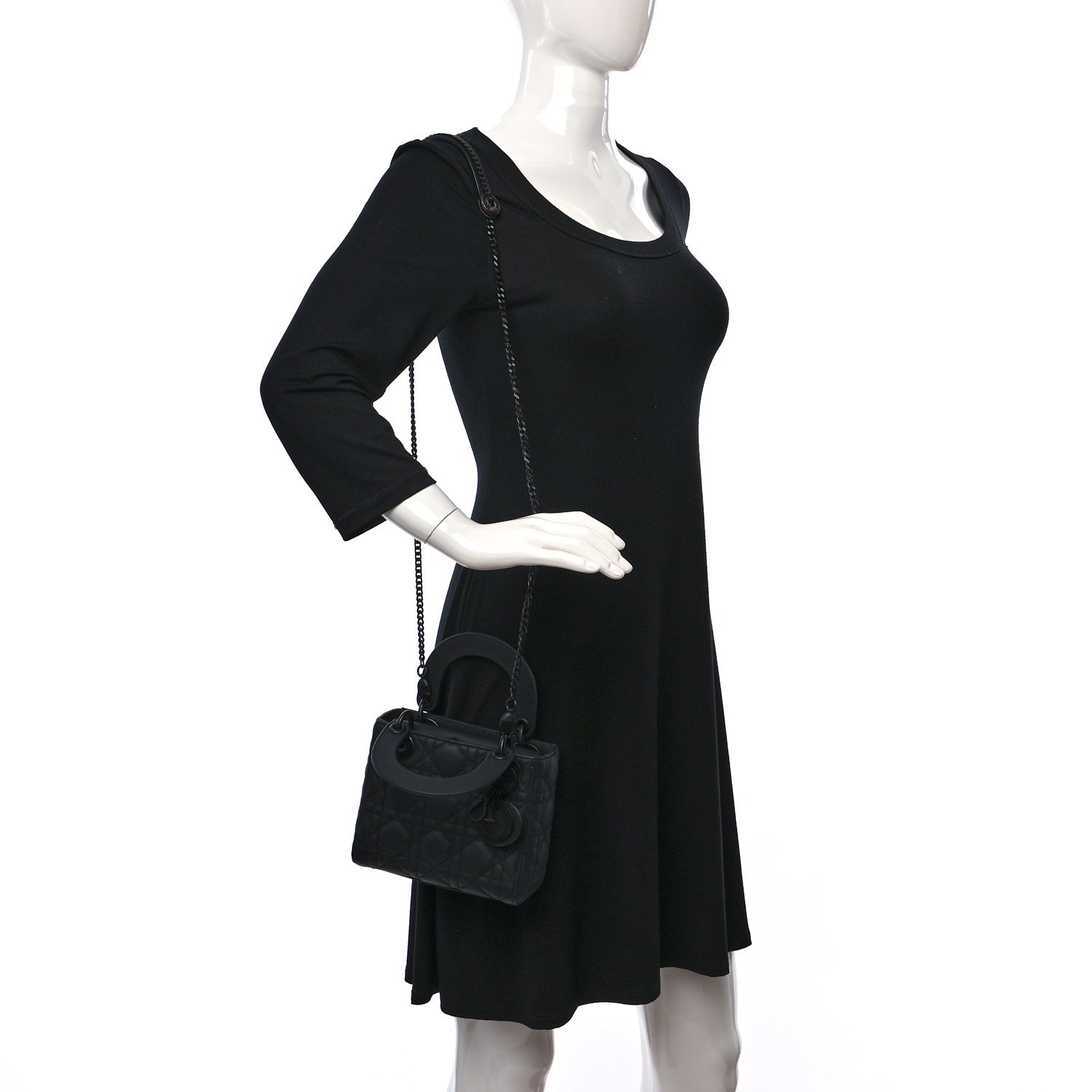 Christian Dior Ultra Matte Calfskin Cannage Mini Lady Dior Black 2 of 11