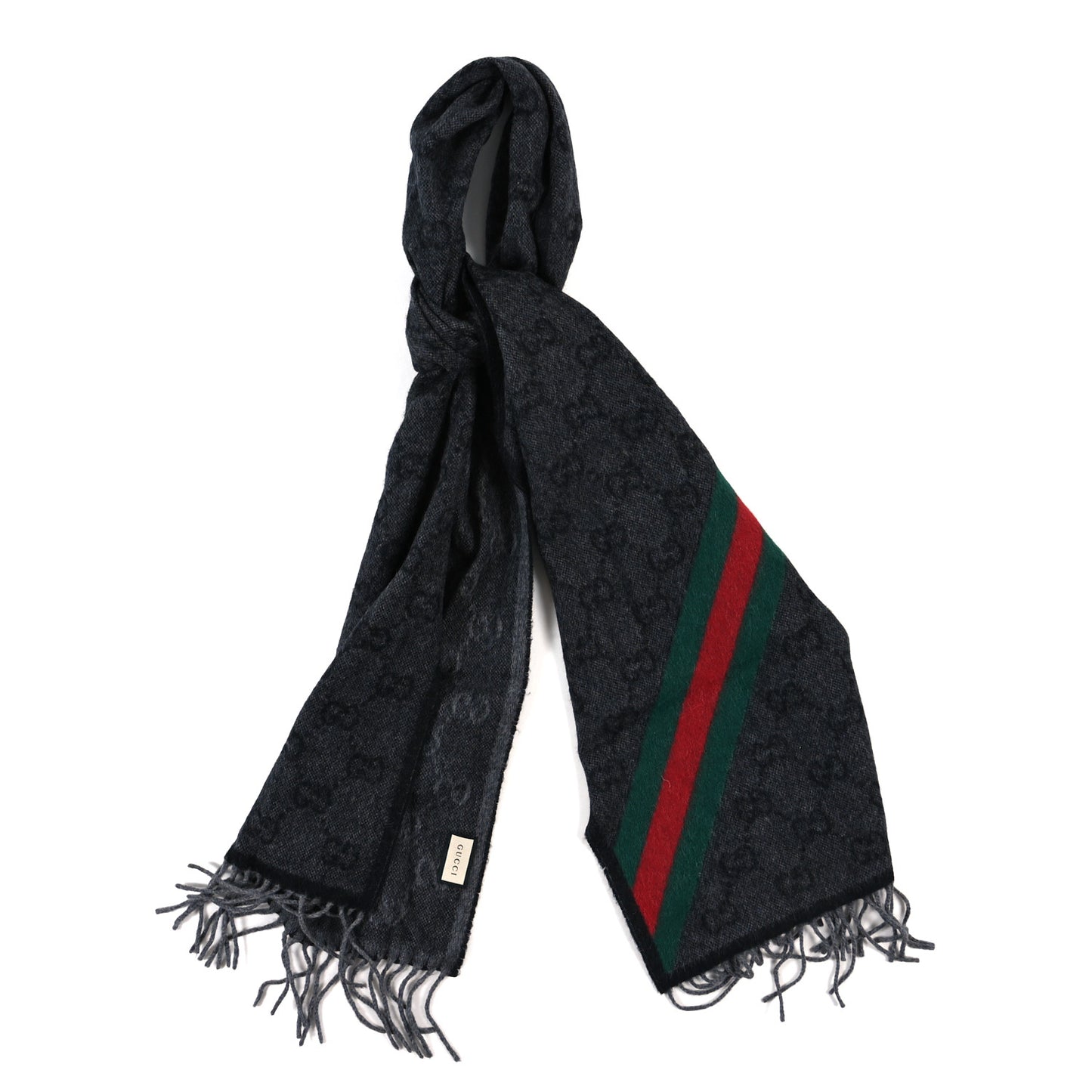 Wool Alpaca Monogram Web New Nikky Scarf Grey