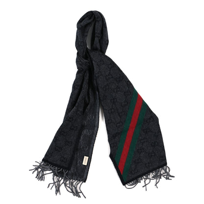 Gucci Wool Alpaca Monogram Web New Nikky Scarf Grey 1 of 4