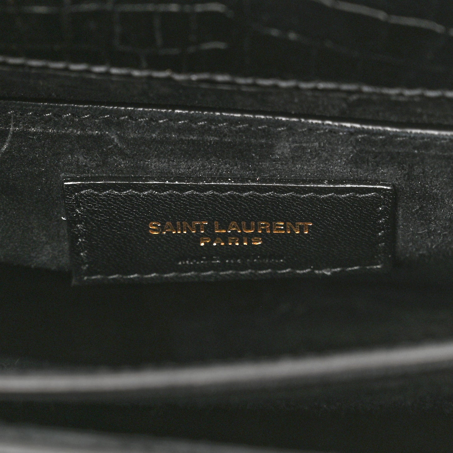 Calfskin Crocodile Embossed Medium Monogram Sunset Black