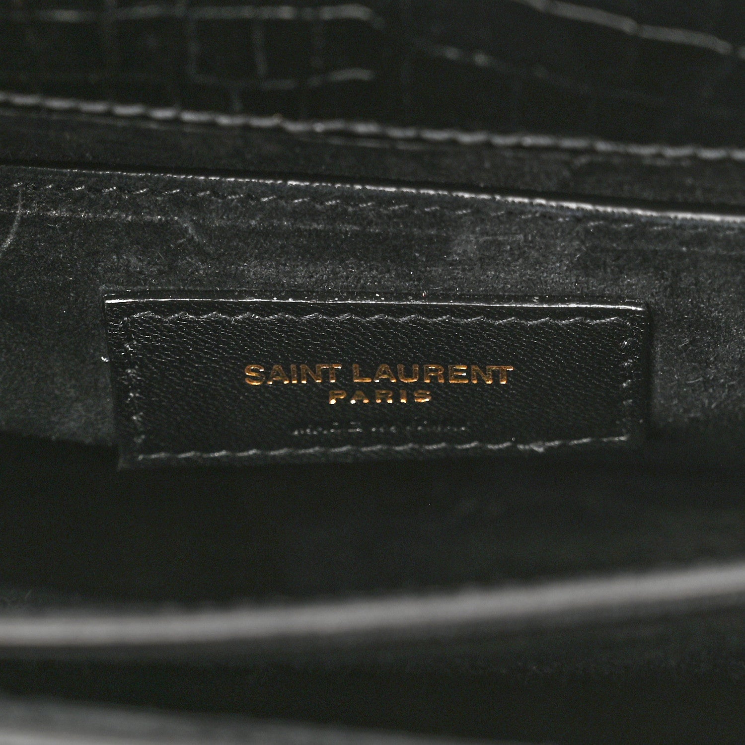 Saint Laurent Calfskin Crocodile Embossed Medium Monogram Sunset Black 7 of 11