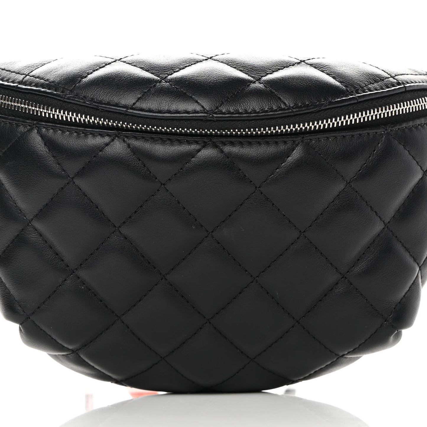 Lambskin Quilted Waist Belt Bag Black