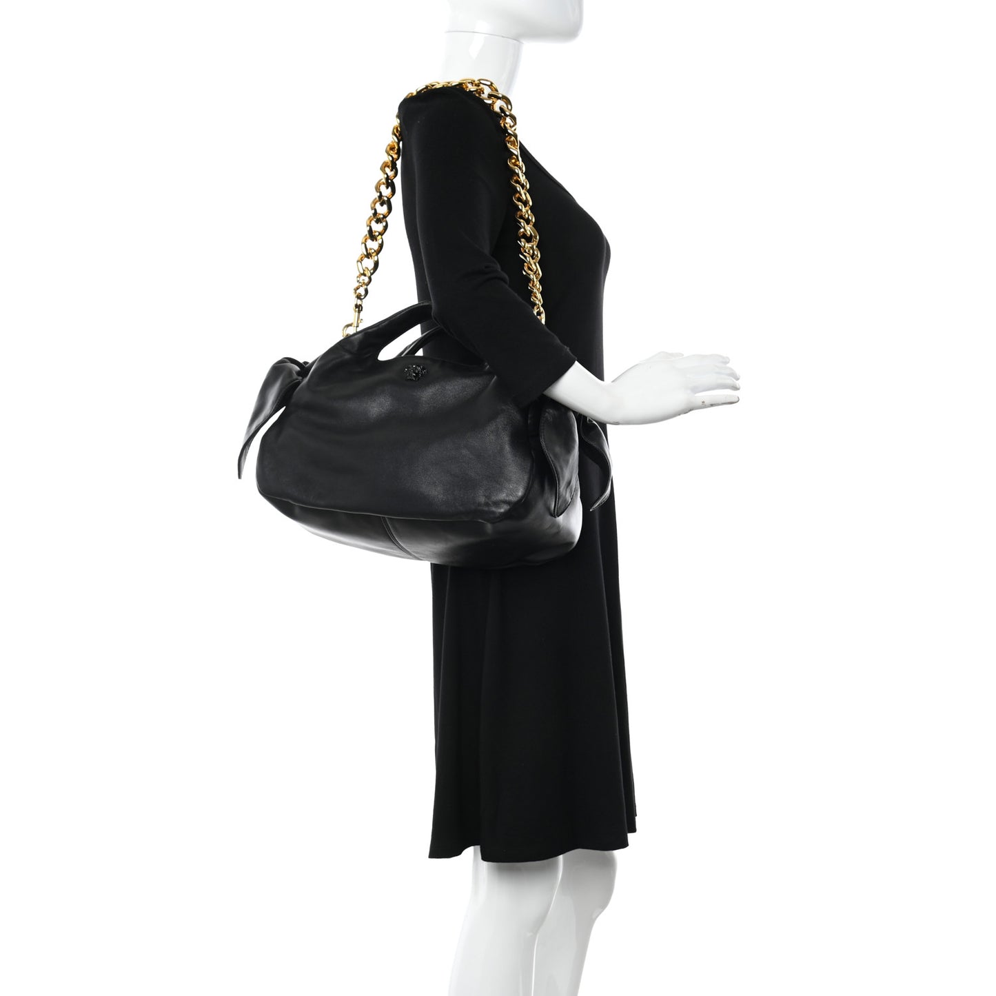 Nappa Medusa Chain Shoulder Bag Black