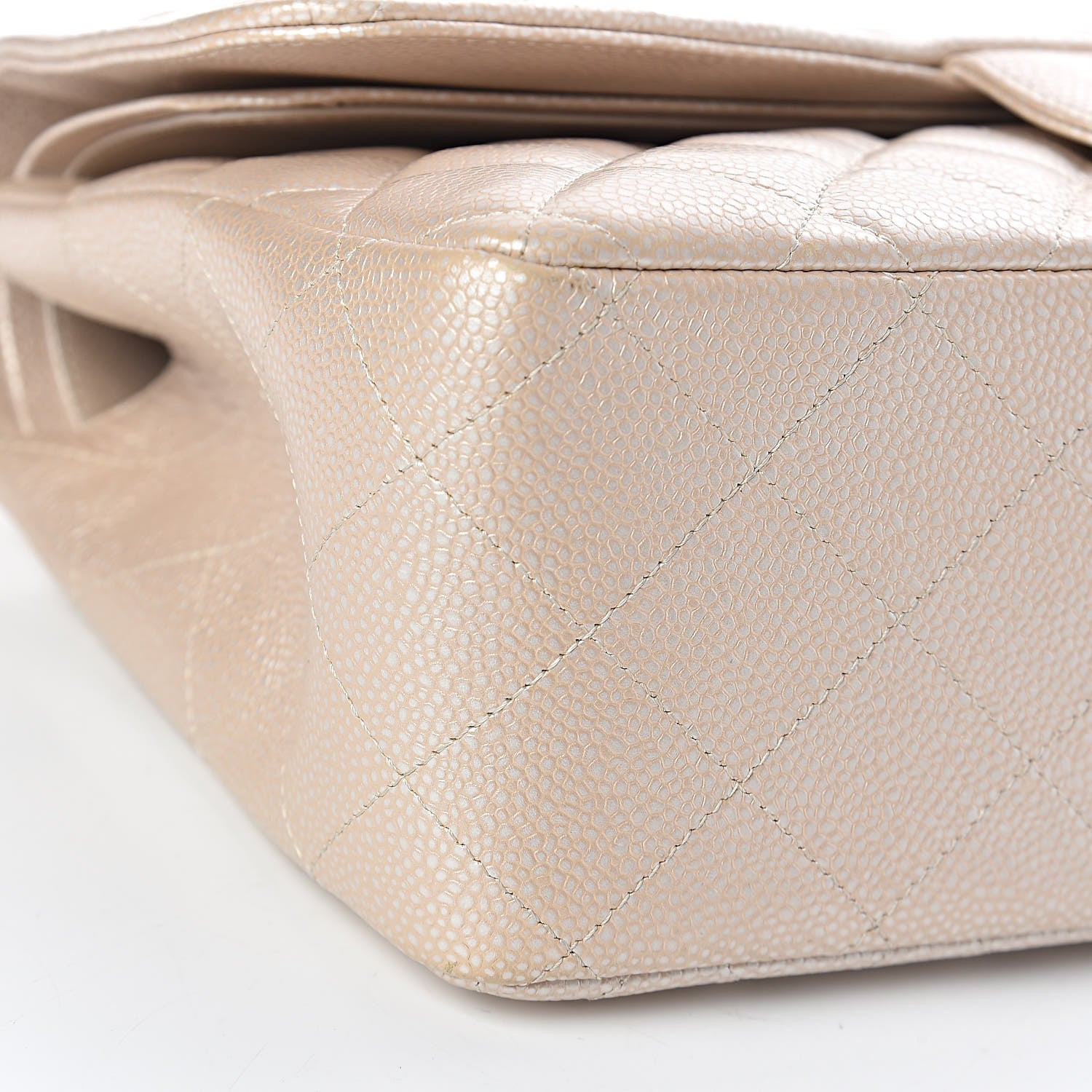 Chanel Pearly Caviar Quilted Jumbo Double Flap Light Beige 5 of 9