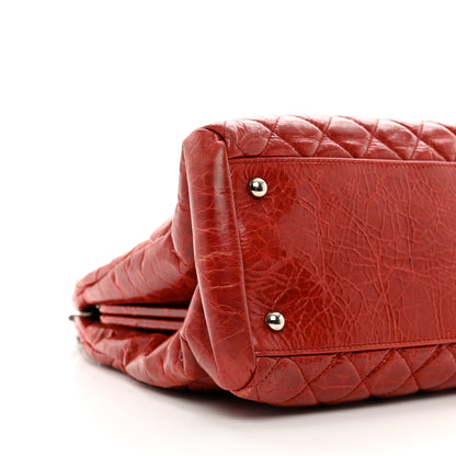 Chanel Glazed Calfskin Quilted Large Just Mademoiselle Bowling Bag Red 10 of 13