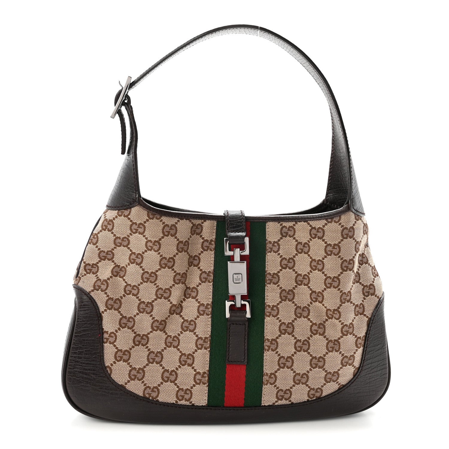 Gucci Monogram Web Jackie O Hobo Dark Brown 1 of 10