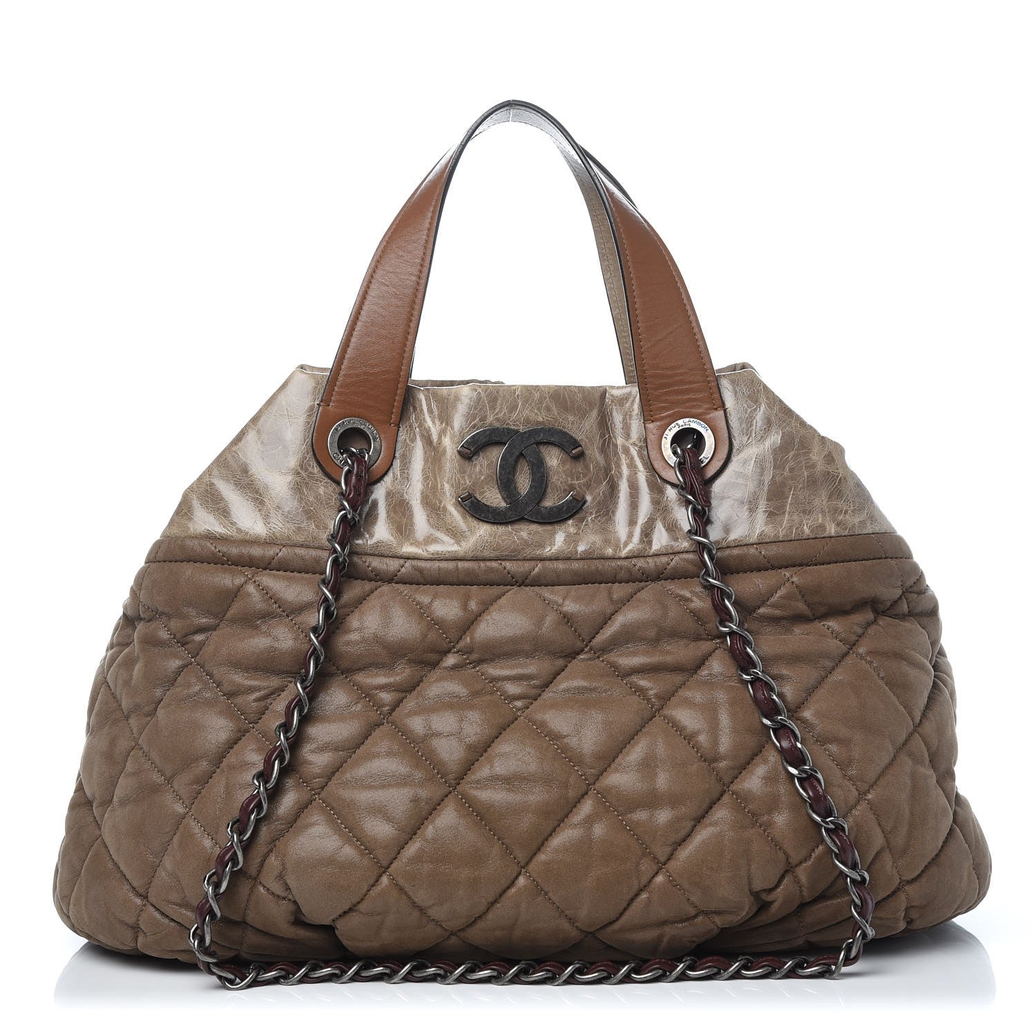 Chanel Iridescent Calfskin Quilted Large In The Mix Tote Khaki 1 of 17